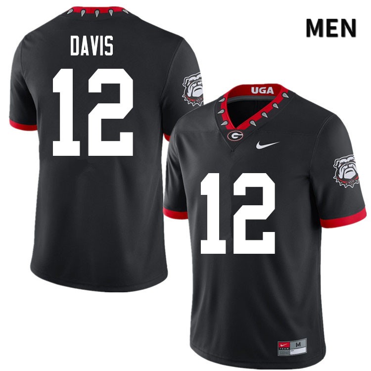 Georgia Bulldogs Men's Rian Davis #12 Black 2020 Mascot 100th Anniversary Stitched College UGA Football Jersey 23YX010VO